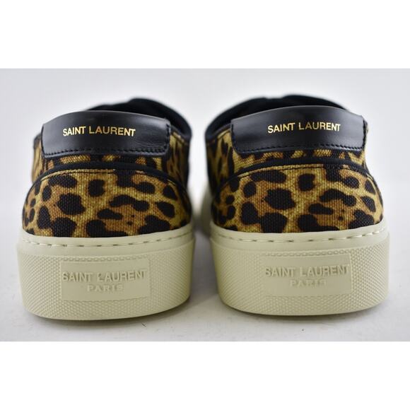 Saint Laurent Mens Venice Leopard Black Brown Flat Lace Up Low Top Sneaker 44 11 - Picture 10 of 10